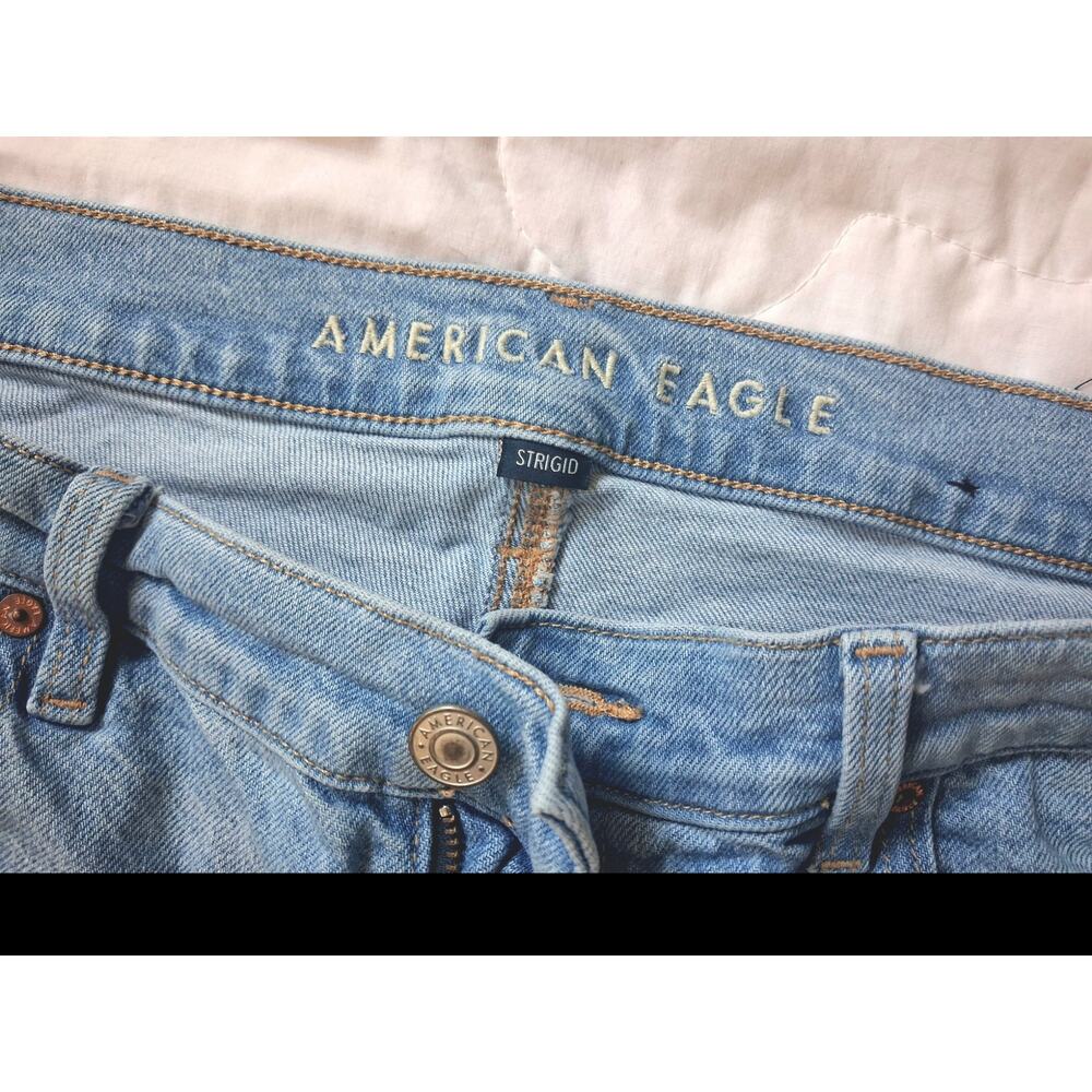American Eagle Strigid Stovepipe Jeans Womens 12 Long Light Wash - Picture 4 of 7